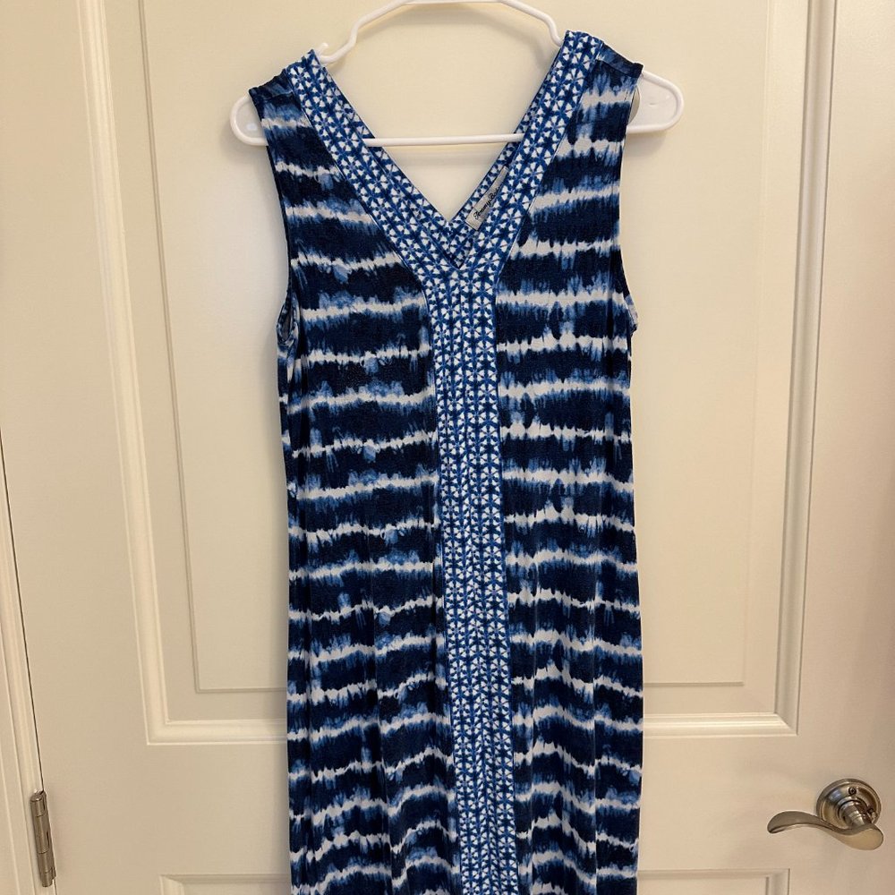 Tommy Bahama Blue Tie Dye Double V Neck Dress